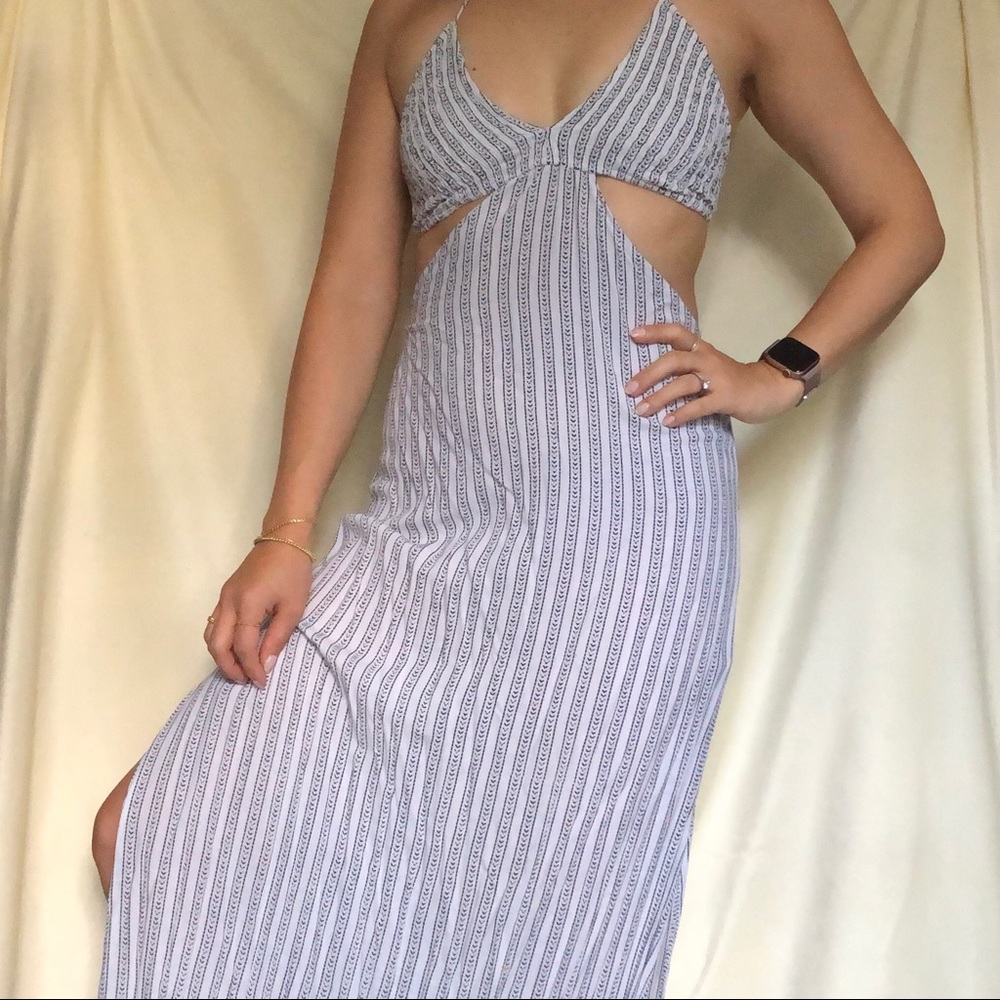 INDAH Blue Striped Maxi Dress NWOT